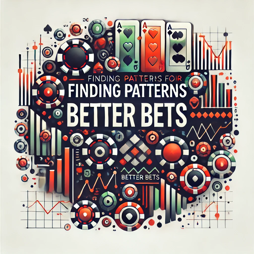 includes various betting-related symbols like poker chips, playing cards, and graphs representing statistical analysis. The design uses a blend of bold colors and patterns, with the focus on the concept of identifying patterns for making better bets. It captures the theme of strategy and analysis in betting games, with clear references to "Big and Small Colour" predictions integrated into the vibrant layout.